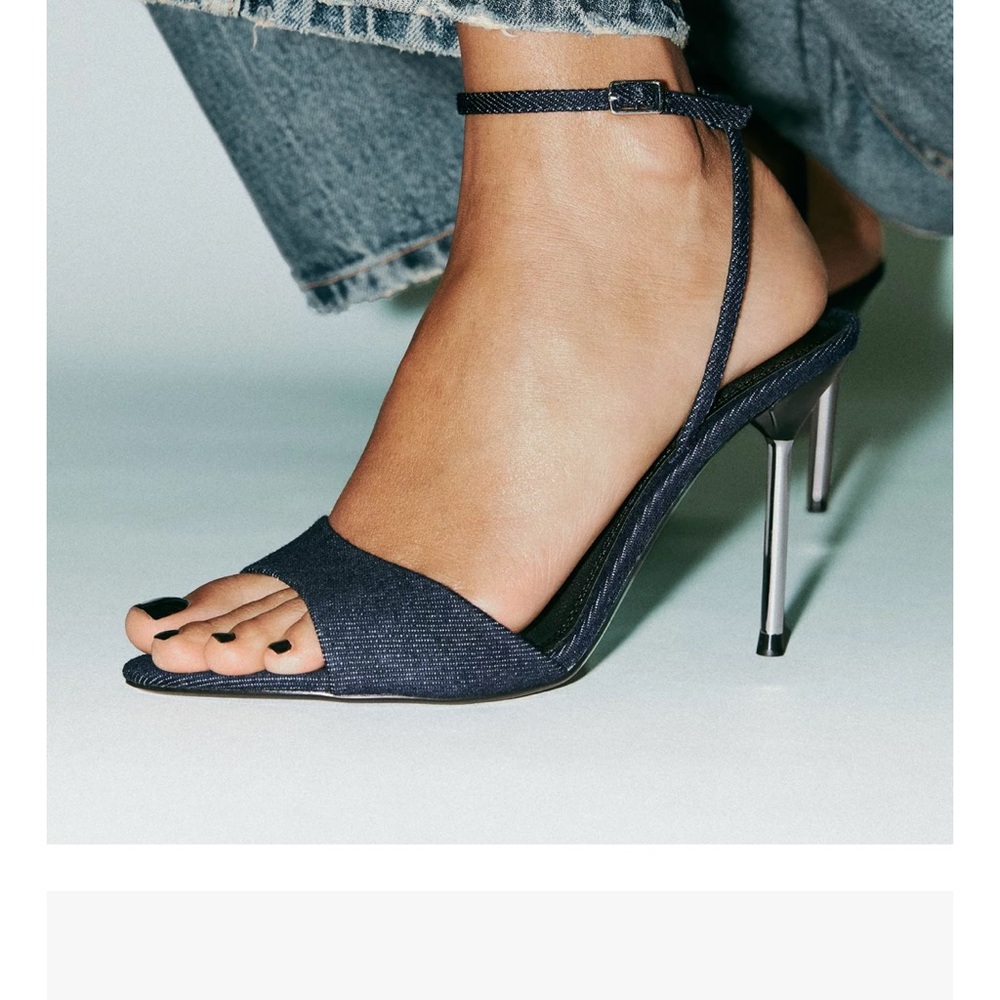 NWT Zara High heeled Denim Sandal | NWT
